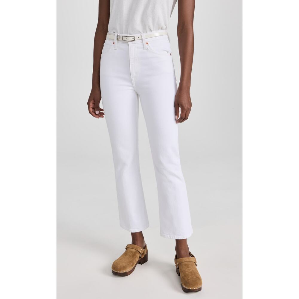 RE/DONE NWT 70s Crop Boot Jeans White Denim Size 31 High Rise Recycled Levi’s - Picture 1 of 8